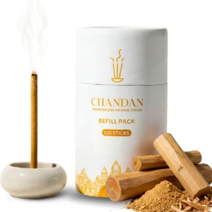 Sadhna.co Bambooless Low Smoke Sandalwood Agarbatti (Chandan) – 100 Sticks | Long Lasting Natural Incense