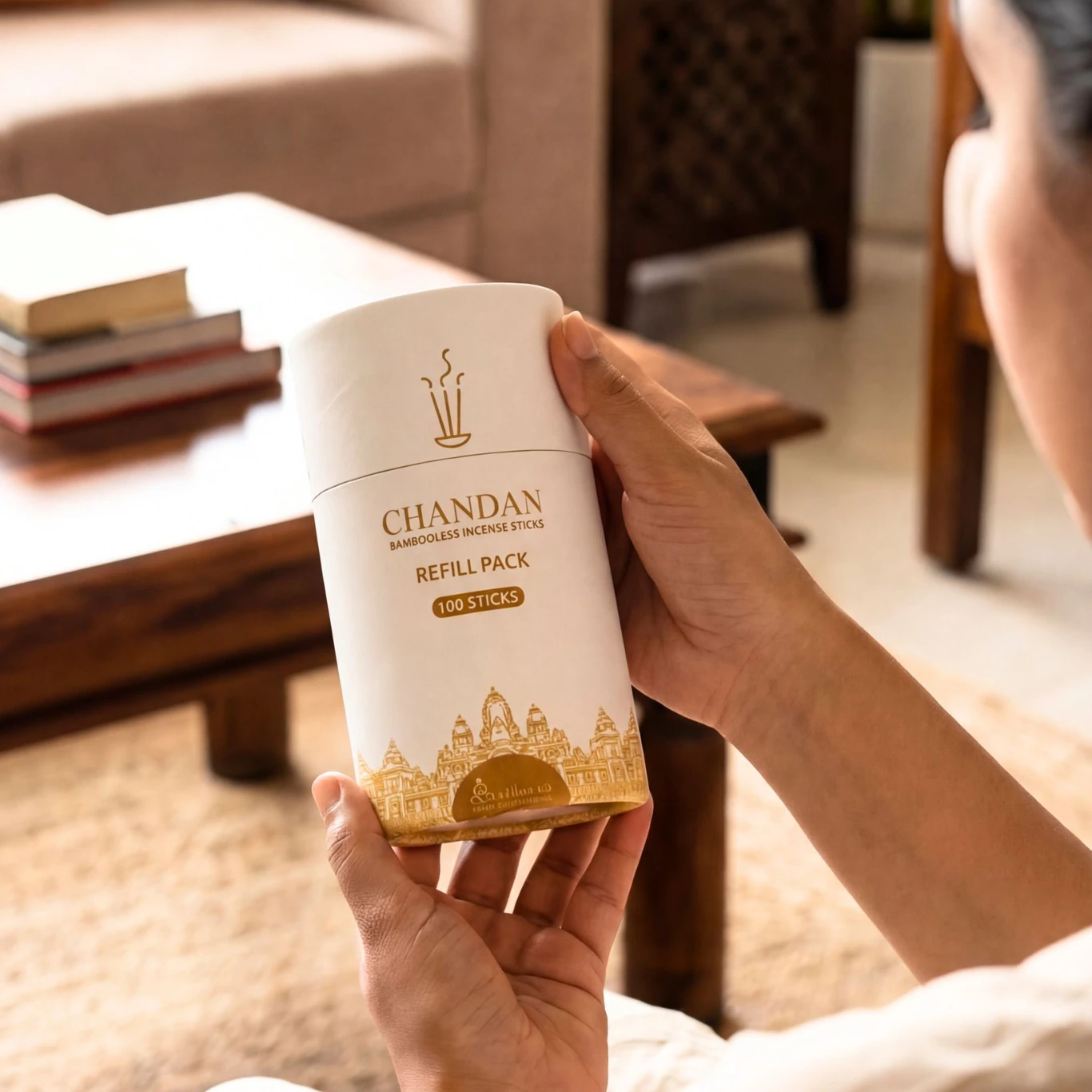 Sadhna.co Bambooless Low Smoke Sandalwood Agarbatti (Chandan) – 100 Sticks | Long Lasting Natural Incense - Image 3