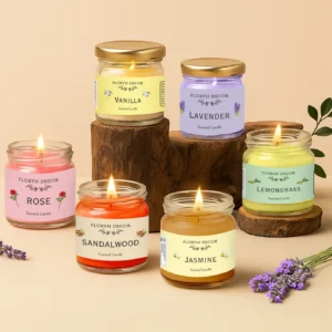 Floryn Decor Jar Scented Candles Gift Set – Pack of 6 (Pink) | Long Lasting Aromatic Candles for Home Decor & Gifts