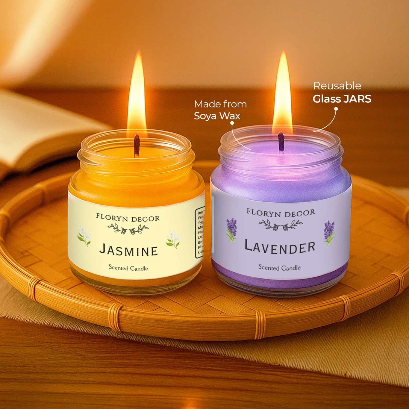 Floryn Decor Jar Scented Candles Gift Set – Pack of 6 (Pink) | Long Lasting Aromatic Candles for Home Decor & Gifts - Image 3